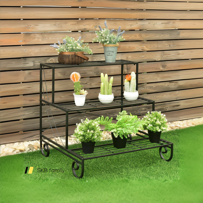 3 Tier Outdoor Metal Garden Planter Holder Shelf 240115-215222