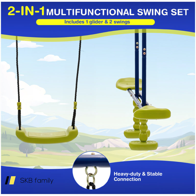 440 Pounds Kids Swing Set With Two Swings And One Glider 240115-215257