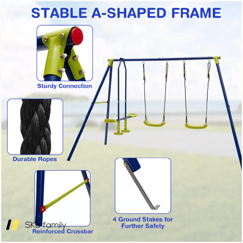 440 Pounds Kids Swing Set With Two Swings And One Glider 240115-215257