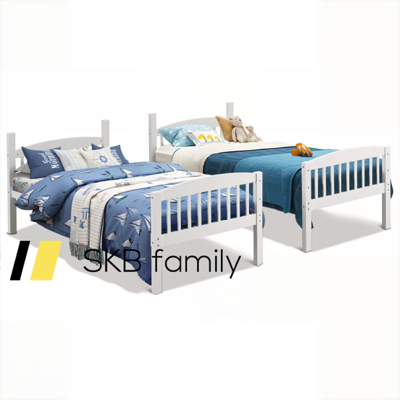 Hardwood Twin Bunk Beds With Inclined Ladder And Safety Guardrails 240115-215283