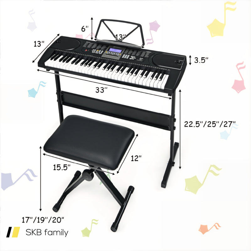 61-Key Electronic Keyboard Piano Starter Set With Stand Bench And Headphones 240115-215286