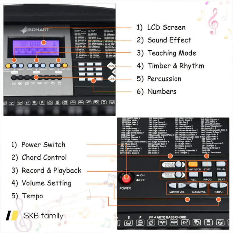 61-Key Electronic Keyboard Piano Starter Set With Stand Bench And Headphones 240115-215286