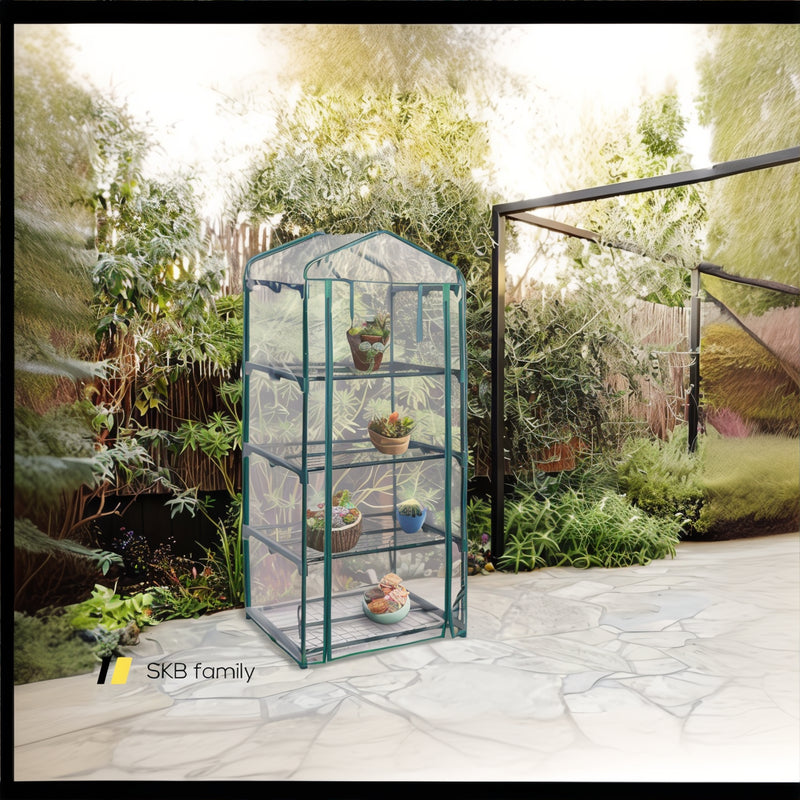 Outdoor Portable Mini 4 Shelves Greenhouse 240115-215352