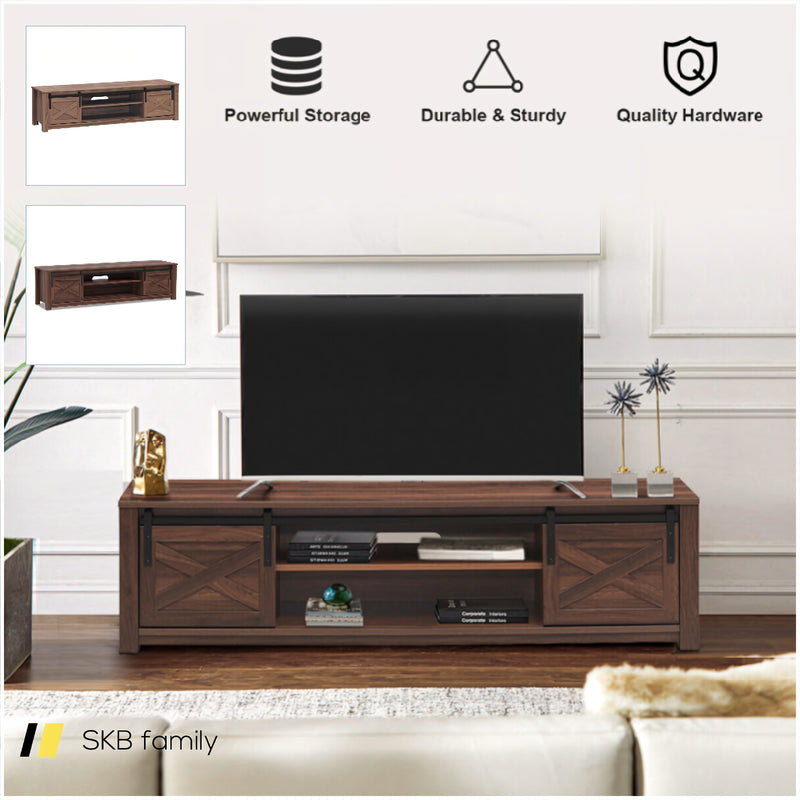 Wooden Tv Stand With Sliding Barn Door For Tvs Up To 65 Inch 240115-215371