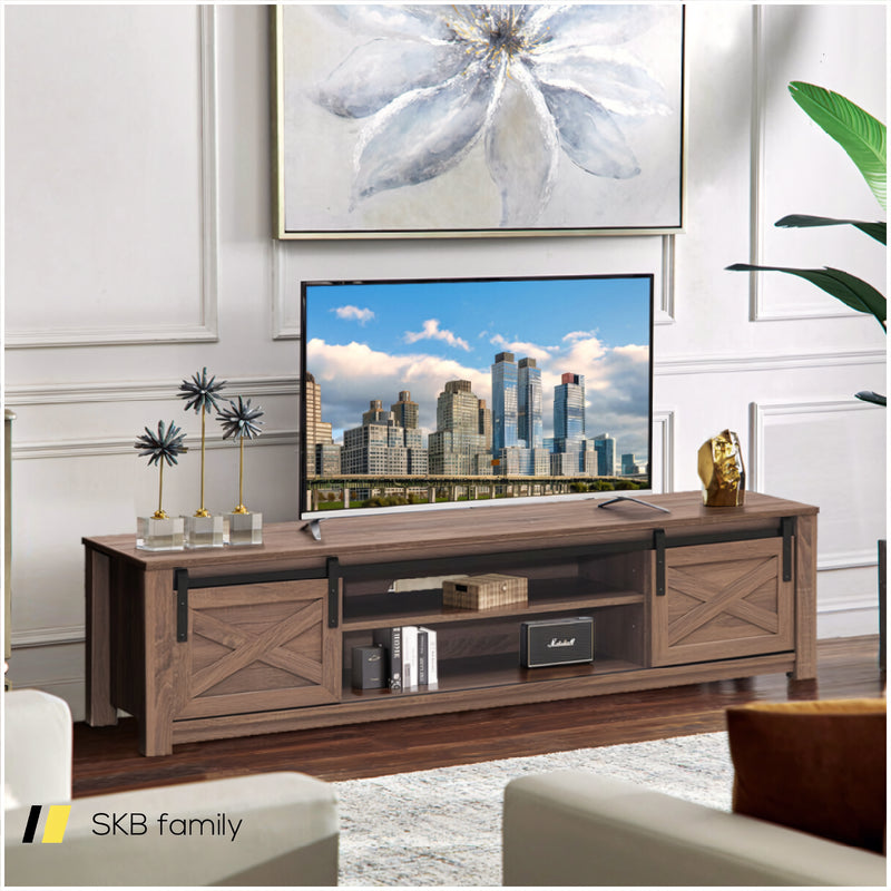 Wooden Tv Stand With Sliding Barn Door For Tvs Up To 65 Inch 240115-215371