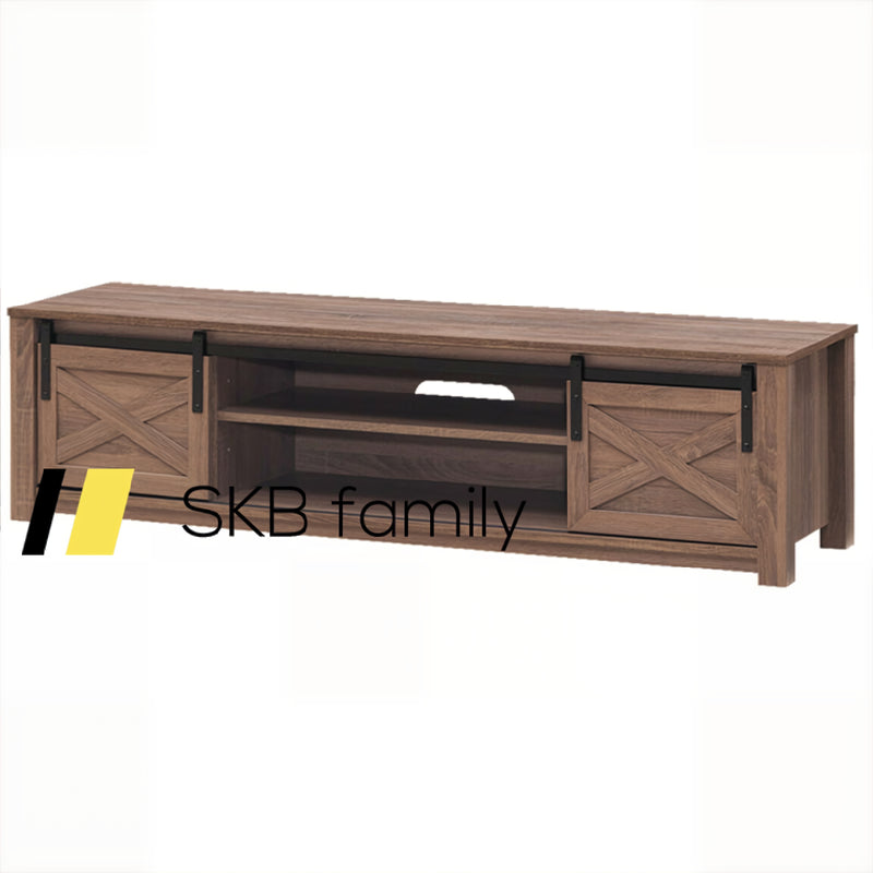 Wooden Tv Stand With Sliding Barn Door For Tvs Up To 65 Inch 240115-215371