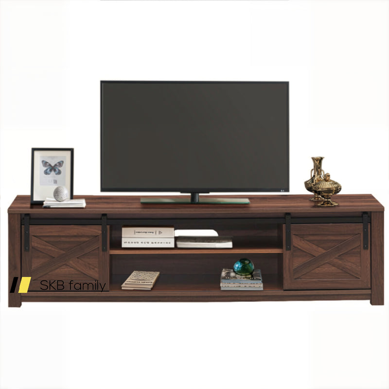 Wooden Tv Stand With Sliding Barn Door For Tvs Up To 65 Inch 240115-215371