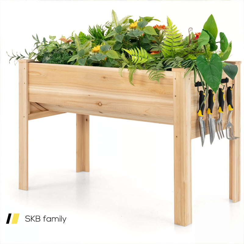 48 X 24 X 32 Inch Elevated Wood Planter Box With Legs 240115-215450