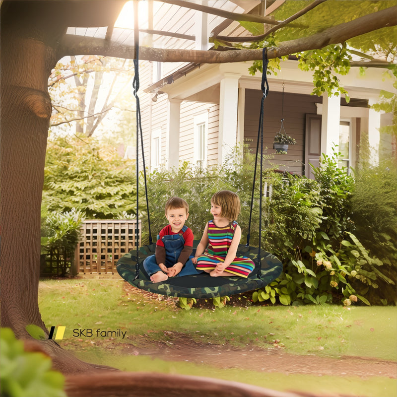 40 Inch Flying Saucer Tree Swing Outdoor Play Set With Adjustable Ropes Gift For Kids 240115-215473