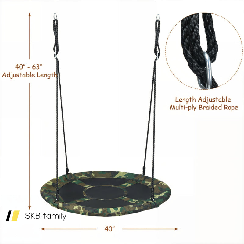 40 Inch Flying Saucer Tree Swing Outdoor Play Set With Adjustable Ropes Gift For Kids 240115-215473