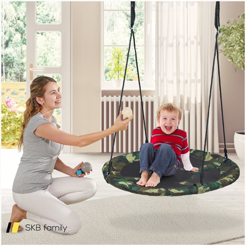 40 Inch Flying Saucer Tree Swing Outdoor Play Set With Adjustable Ropes Gift For Kids 240115-215473