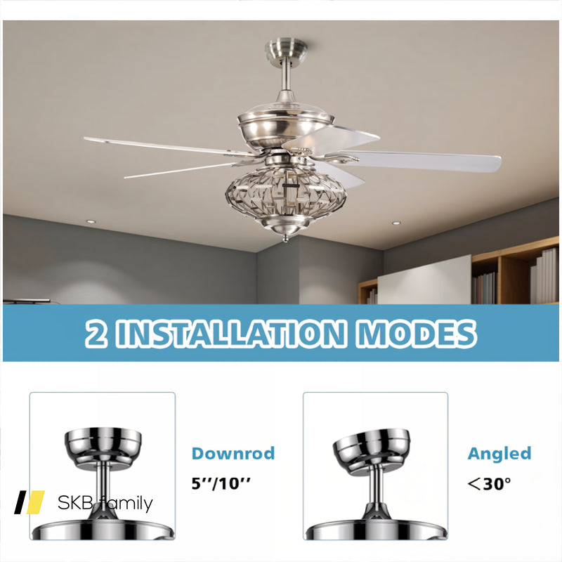 52 Inches Ceiling Fan With Wooden Blades And Remote Control 240115-215490