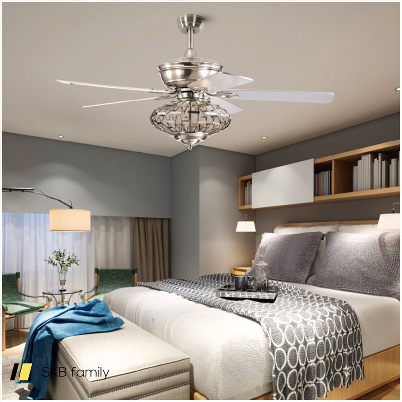 52 Inches Ceiling Fan With Wooden Blades And Remote Control 240115-215490