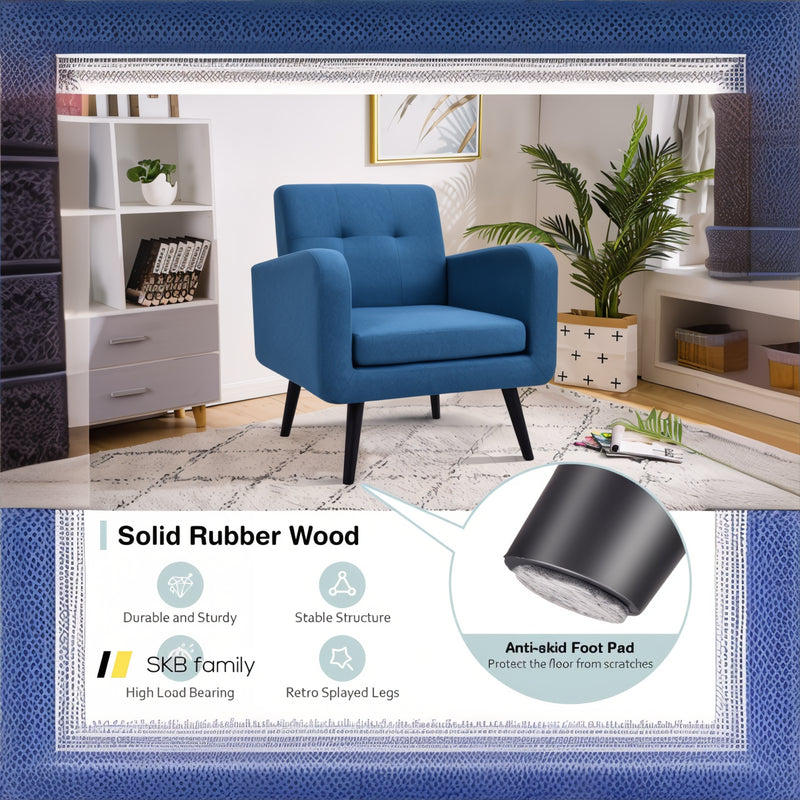 Modern Upholstered Comfy Accent Chair With Rubber Wood Legs 240115-215517