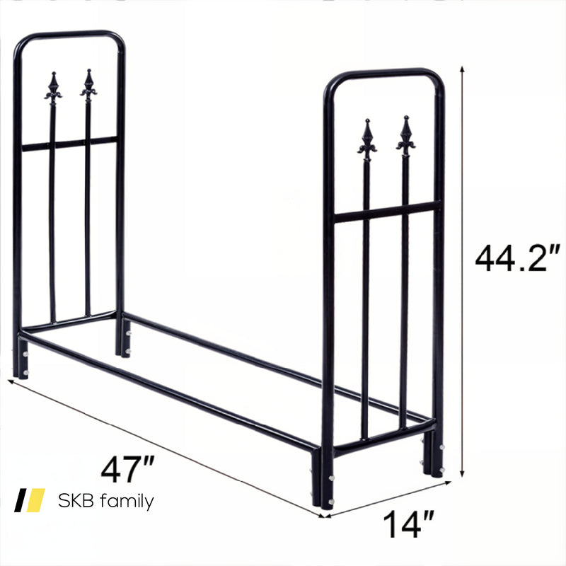 4 Feet Outdoor Heavy Duty Steel Firewood Wood Storage Rack 240115-215520