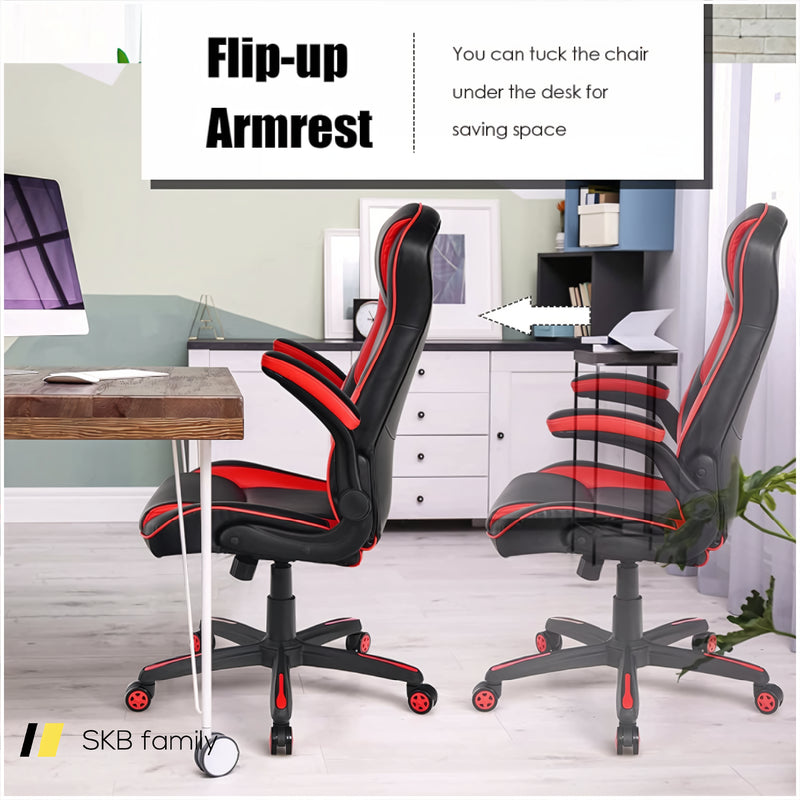 Racing Style Office Chair With Pvc And Pu Leather Seat 240115-215552