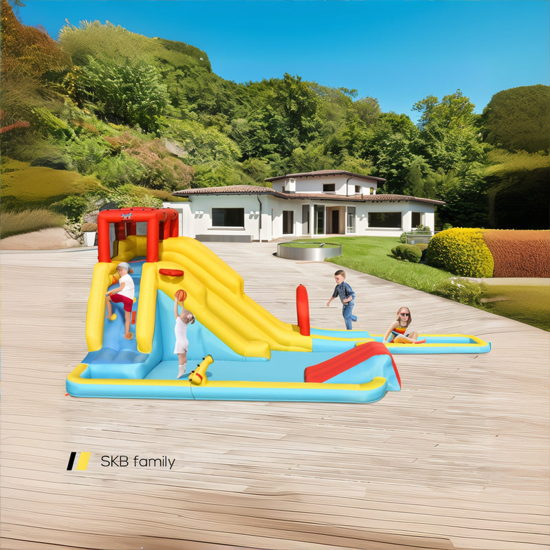 7-In-1 Inflatable Dual Slide Water Park Bounce House Without Blower 240115-215555