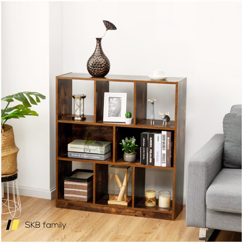 Open Compartments Industrial Freestanding Bookshelf For Decorations 240115-215559