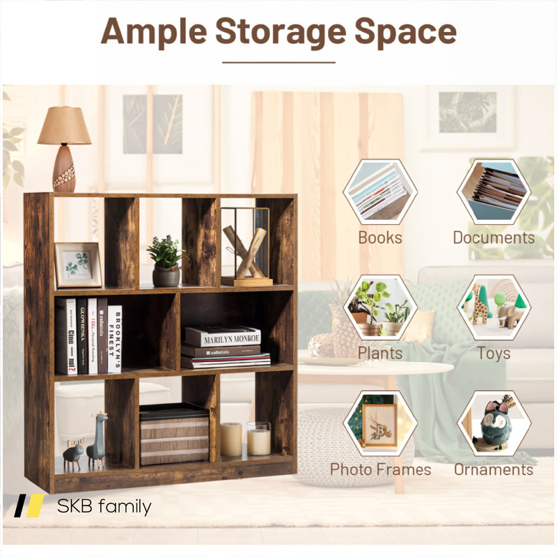 Open Compartments Industrial Freestanding Bookshelf For Decorations 240115-215559