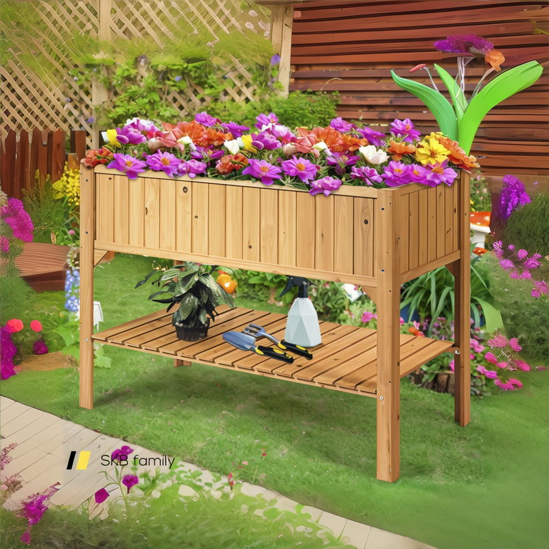 Wooden Elevated Planter Box Shelf Suitable For Garden Use 240115-215574