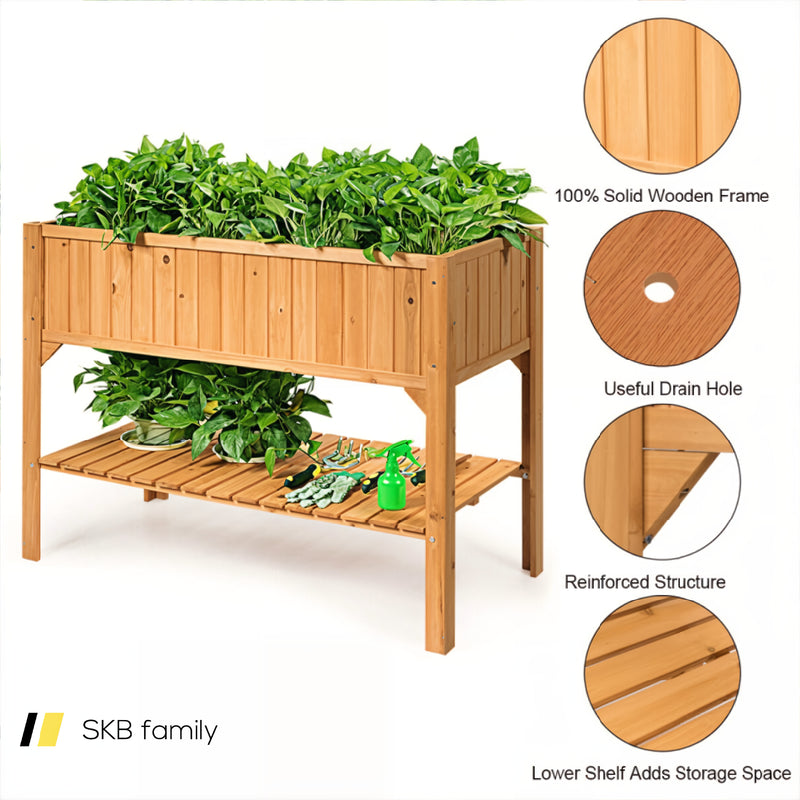 Wooden Elevated Planter Box Shelf Suitable For Garden Use 240115-215574