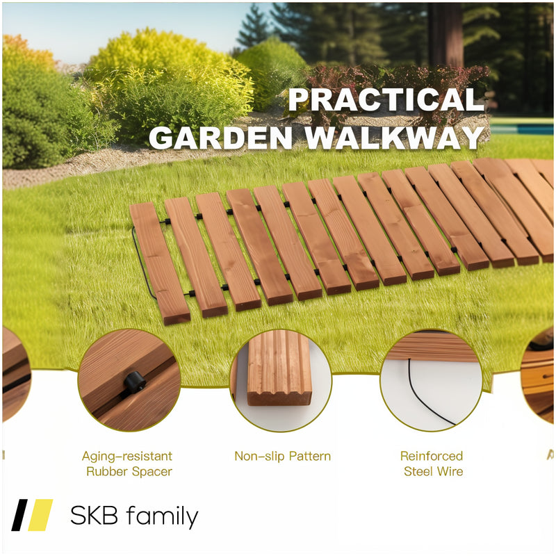 8 Feet Roll-Out Weather-Resistant Patio Hardwood Pathway 240515-229001