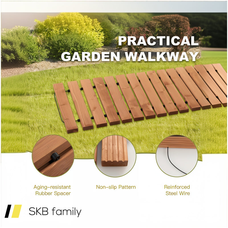 8 Feet Roll-Out Weather-Resistant Patio Hardwood Pathway 240515-229001