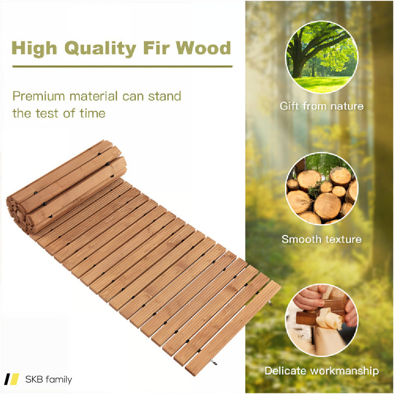 8 Feet Roll-Out Weather-Resistant Patio Hardwood Pathway 240515-229001