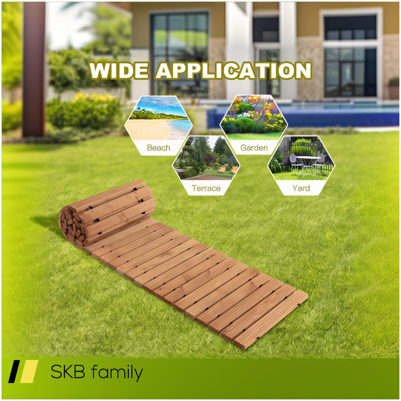 8 Feet Roll-Out Weather-Resistant Patio Hardwood Pathway 240515-229001