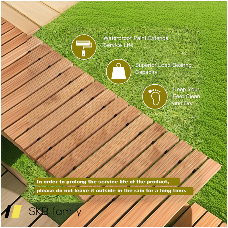 8 Feet Roll-Out Weather-Resistant Patio Hardwood Pathway 240515-229001