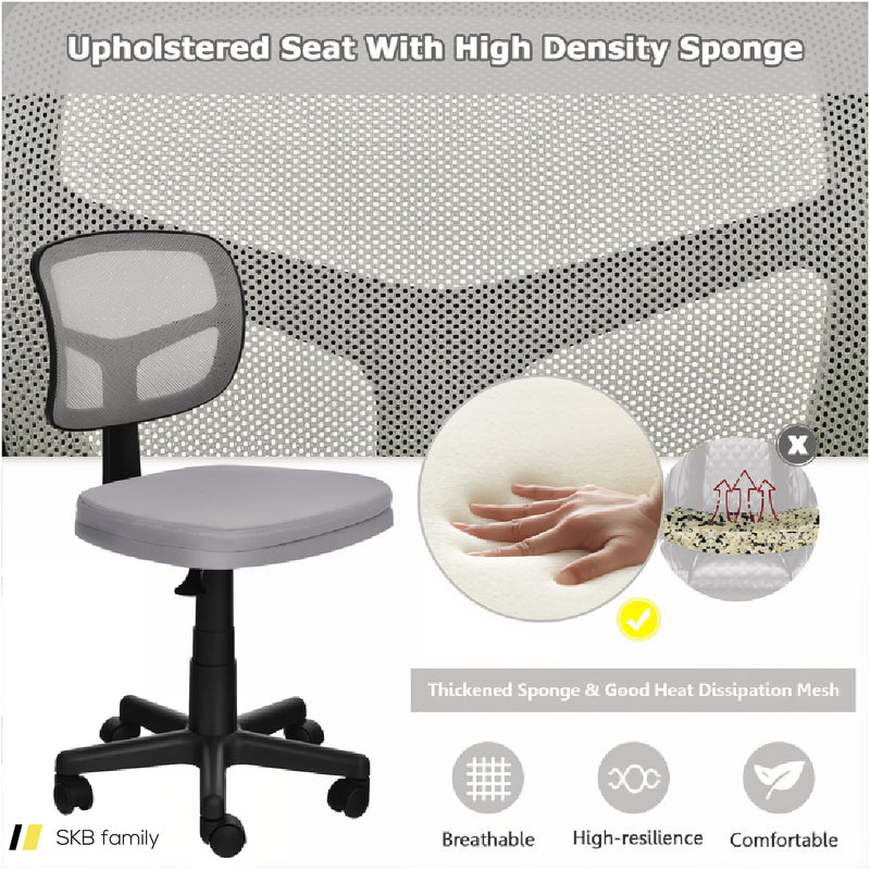 Armless Computer Chair With Height Adjustment And Breathable Mesh For Home Office 240515-229067