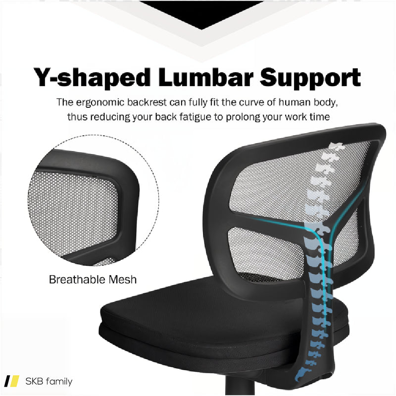 Armless Computer Chair With Height Adjustment And Breathable Mesh For Home Office 240515-229067