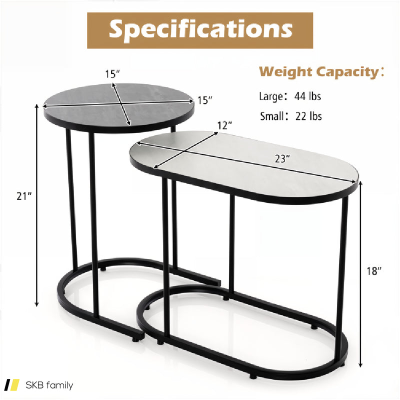 2-In-1 Design Faux Marble Top Tea Table 240515-229070