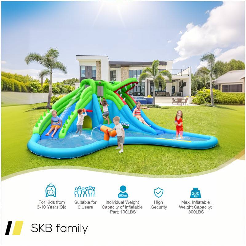 Inflatable Crocodile Style Water Slide Upgraded Kids Bounce Castle With 780w Blower 240515-229073