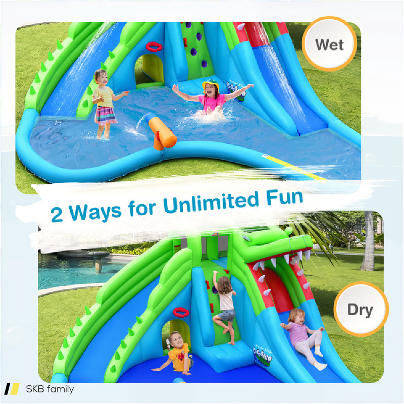 Inflatable Crocodile Style Water Slide Upgraded Kids Bounce Castle With 780w Blower 240515-229073