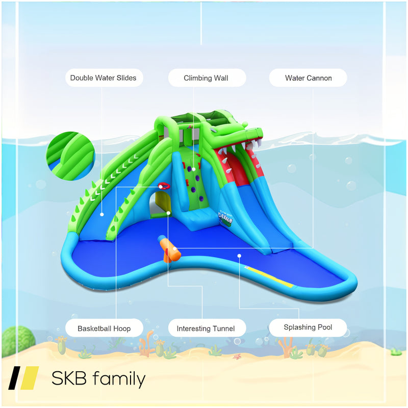 Inflatable Crocodile Style Water Slide Upgraded Kids Bounce Castle With 780w Blower 240515-229073