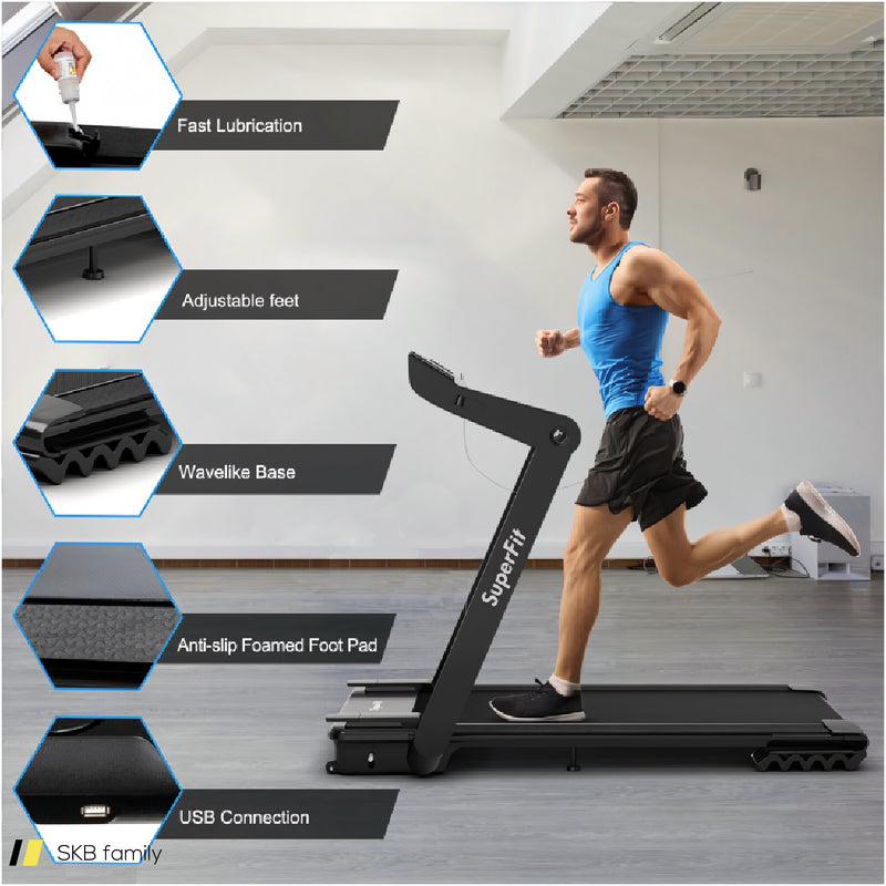 4.0 Hp Foldable Electric Treadmill With Led Touch Screen And App Connection 240515-229074