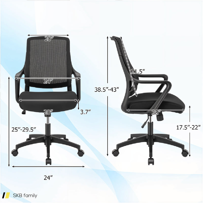 Modern Breathable Mesh Chair With Curved Backrest And Armrest 240515-229078