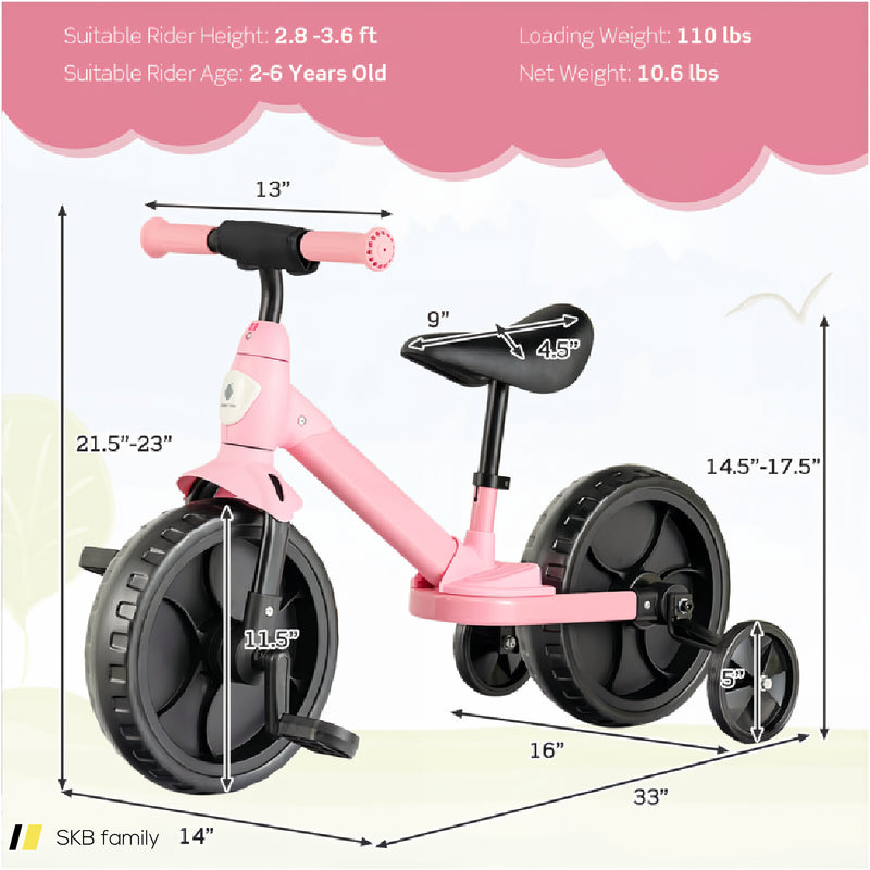 4-In-1 Toddler Tricycle With Training Wheels For 18 Months To 6 Years Old 240515-229081