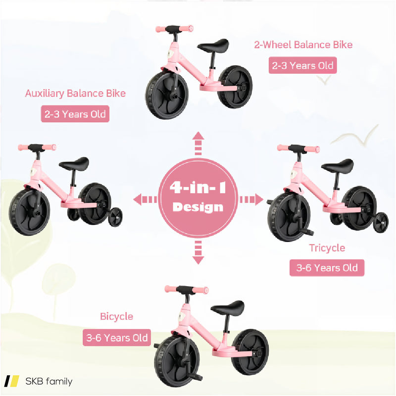 4-In-1 Toddler Tricycle With Training Wheels For 18 Months To 6 Years Old 240515-229081