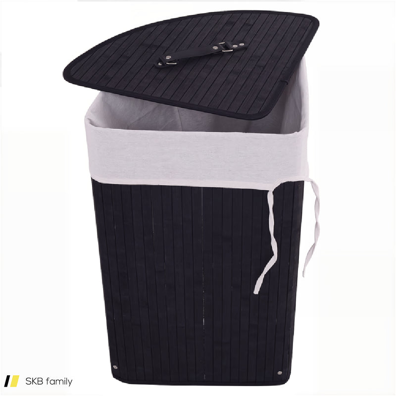 Bamboo Laundry Hamper Basket With Lid And Removable Liner Bag 240515-229091