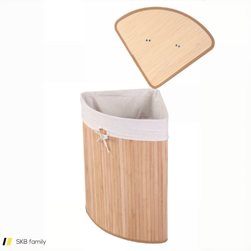 Bamboo Laundry Hamper Basket With Lid And Removable Liner Bag 240515-229091