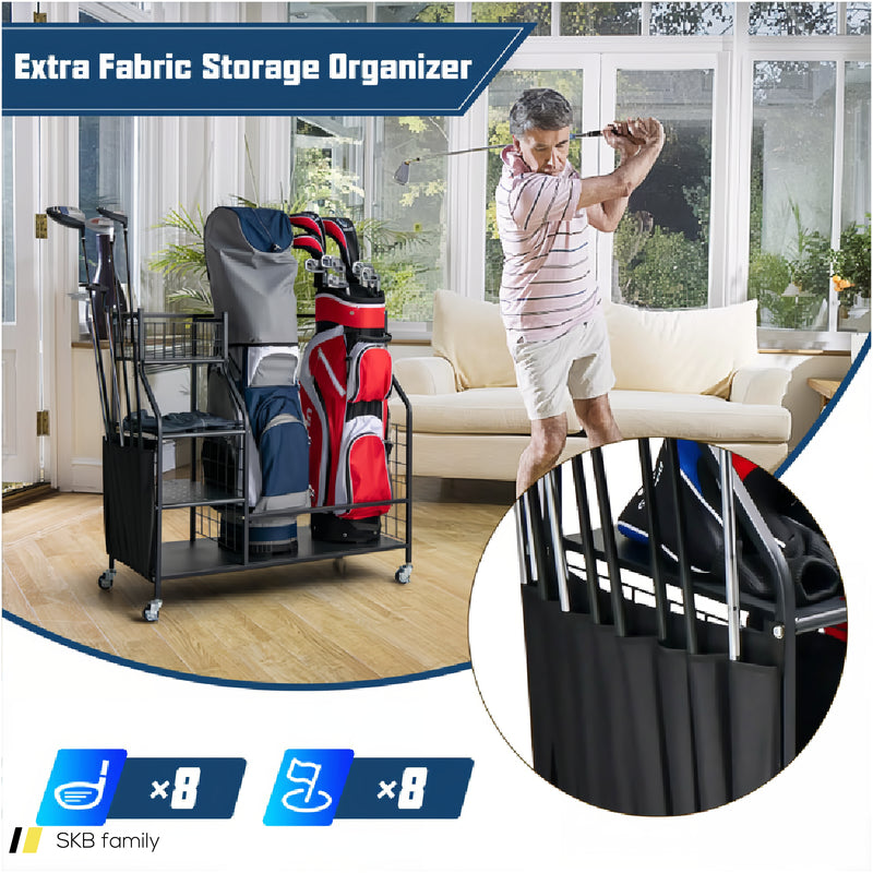 Double Golf Bag Organizer With Lockable Universal Wheels 240515-229096