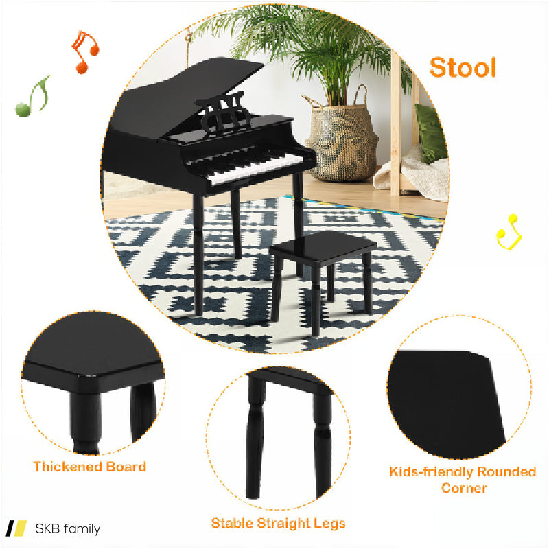 30-Key Wood Toy Kids Grand Piano With Bench And Music Rack 240515-229098