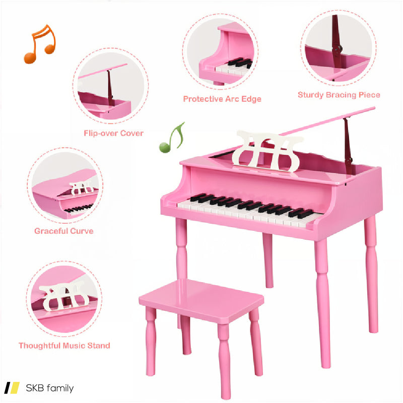 30-Key Wood Toy Kids Grand Piano With Bench And Music Rack 240515-229098