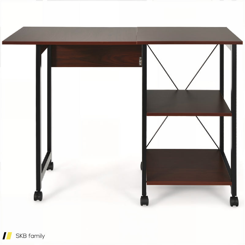 Folding Writing Office Desk With Storage Shelves 240515-229101