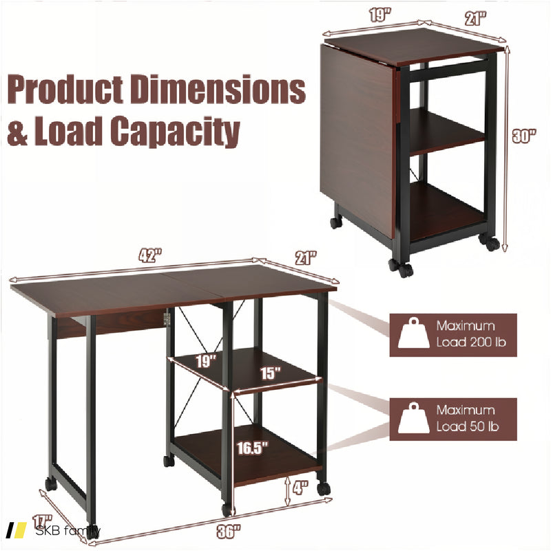 Folding Writing Office Desk With Storage Shelves 240515-229101