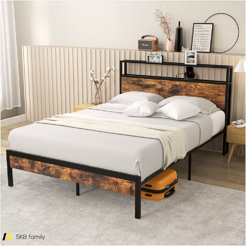 Twin/Full/Queen Bed Frame With Storage Headboard And Charging Station 240515-229110