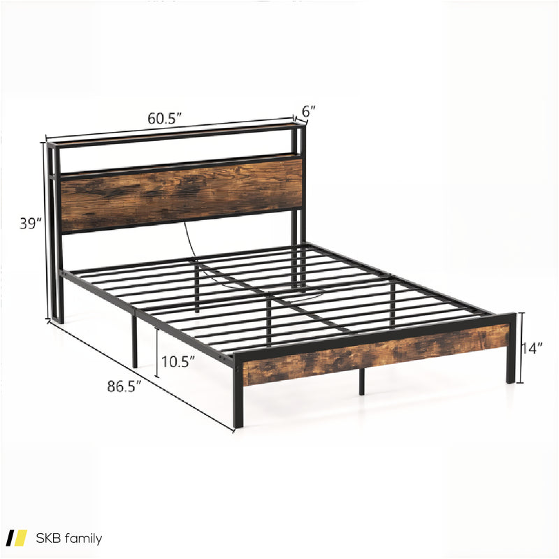 Twin/Full/Queen Bed Frame With Storage Headboard And Charging Station 240515-229110