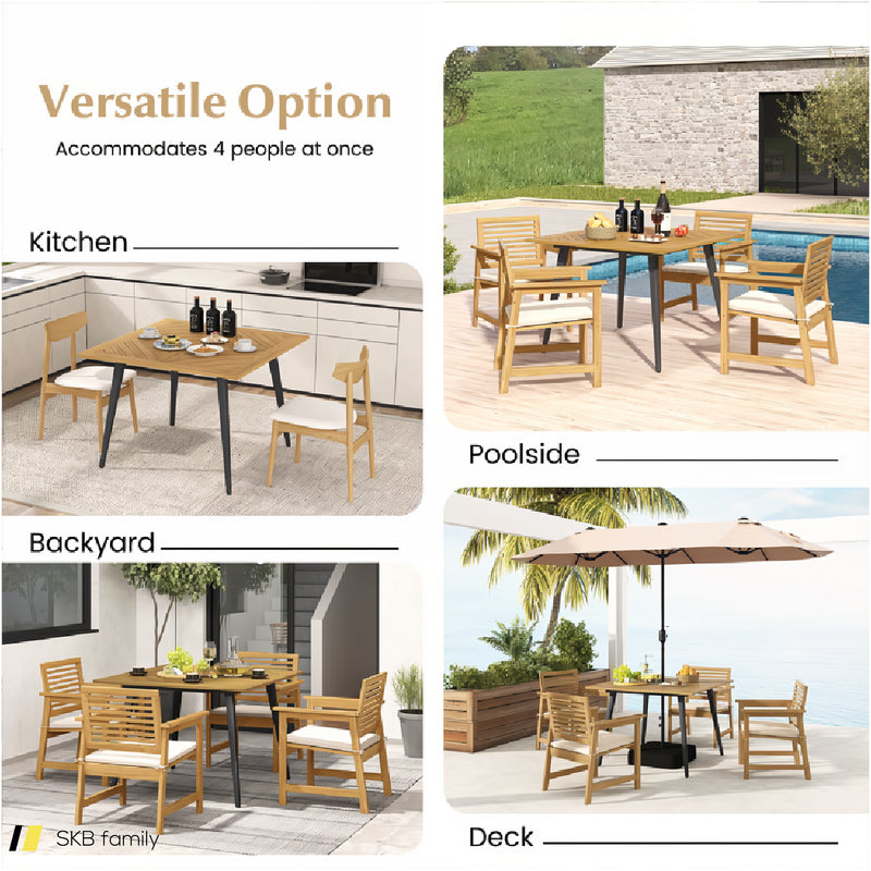 4-Person Acacia Wood Outdoor Dining Table For Garden, Poolside And Backyard 240515-229123